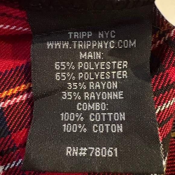 Tripp NYC Sz S Red Plaid Pleated Mini Skirt Y2K Punk Grunge Tartan Schoolgirl - Picture 9 of 12